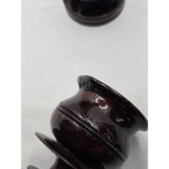 Antique Hand Made Turned Wood Gothic Style Wooden Candle Stick Holder Old World - Picture 10 of 13